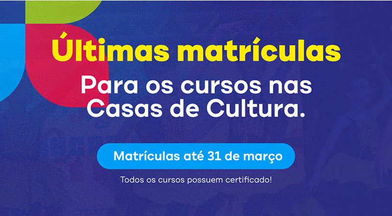 Casas de Cultura de Teixeira de Freitas abrem últimas vagas para 18 cursos gratuitos com certificado