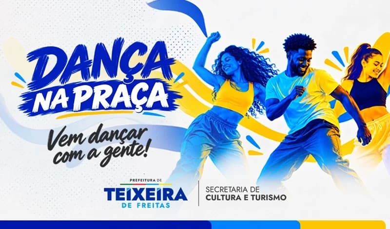 Material de divulgação do projeto Dança na Praça, em Teixeira de Freitas.