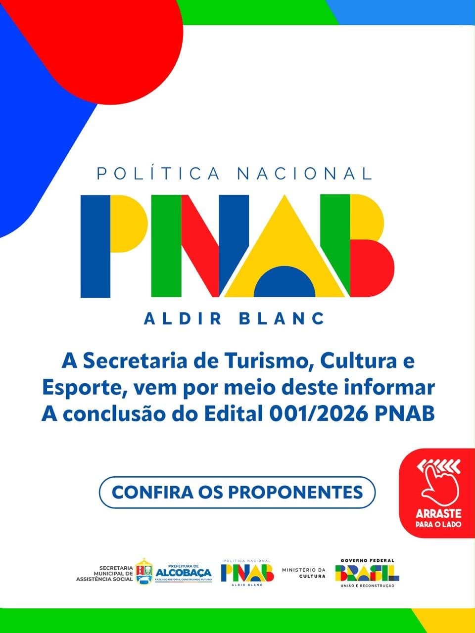 Alcobaça divulga conclusão de edital da Política Aldir Blanc