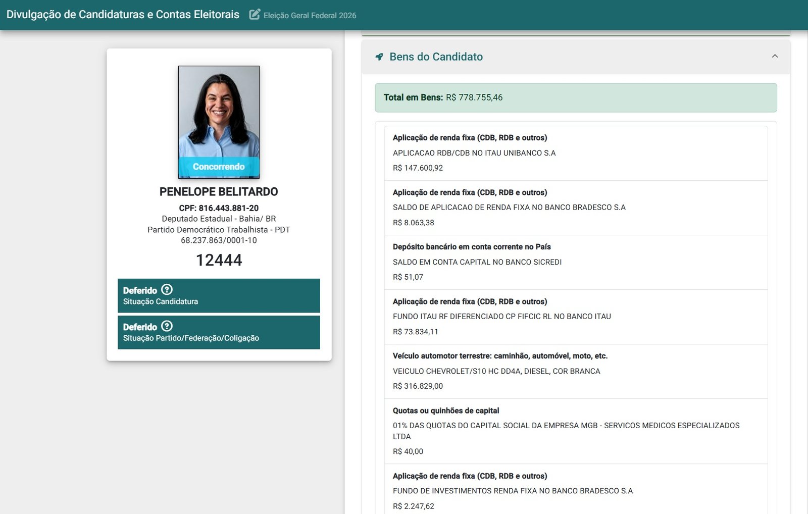 Portal questiona propaganda e declaração de bens de candidata em Teixeira
